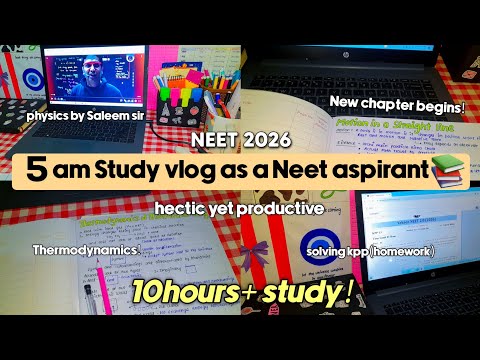 5 am Study Routine as a Neet Aspirant 📚🍃 Neet 2026, productive, 13hours study!