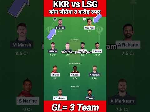 KKR vs LSG Dream Team Prediction Kolkata vs Lucknow IPL 2025 21TH T20 Match KKR vs LSG Dream11 Team