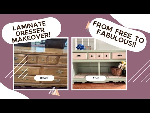 How to Paint Over Laminate | Amazing Laminate Update | Freecycled #diytutorial #furnitureflip