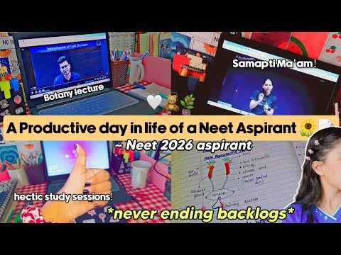 A Productive Day in life of a Neet Aspirant 🌻📑 | Neet 2026, yakeen batch, backlogs, dropper, etc!