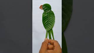 Leaf Art 💚💚 bird making idea#creativity #art #ytshorts #viralvideo #parrot #leafart #artoftheday
