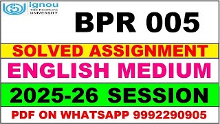 BPR 005 solved assignment 2025-26 in English || bpr 005 solved assignment 2026 || bpr5 2025-26