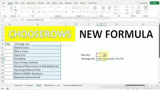 CHOOSEROWS function in excel - New excel formula in 2022