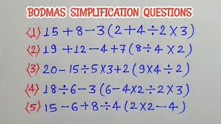 Bodmas simplification questions | bodmas questions | bodmas maths