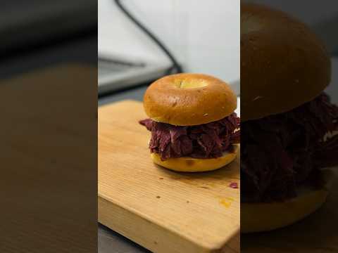 Meaty corned beef sandwich #asmrfood #bagels