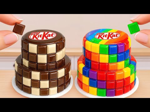 How To Make KitKat Mini Cakes 🍫🌈 Rainbow Vs Chocolate Block Style | Yumy Cakes