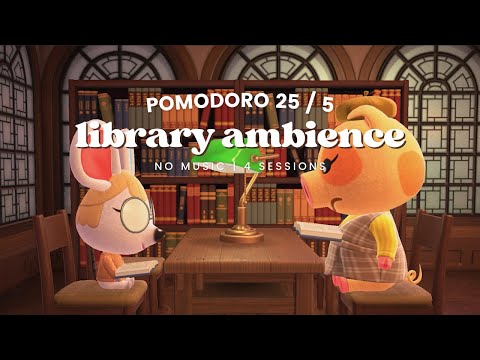 ⏱ Pomodoro 25/5 📚 Let's Focus At the Library 🎧 No Music | Keyboard Typing | Coffee Bubbling | ASMR