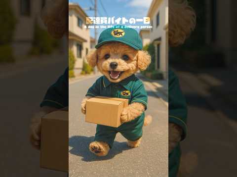 「モカの配達員バイトの1日に密着」#dog #トイプードル #バイト #動物 #犬 #shorts