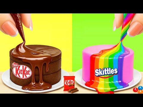 How To Make KitKat Chocolate Cake Vs Skittles Rainbow Cake 🍫🌈 Satisfying Decorating Idea [4K Video]