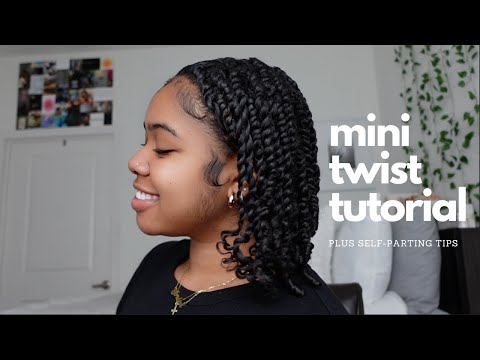 TUTORIAL: mini twists on natural hair *with self parting tips*