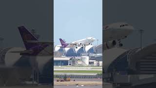 THAI AIRWAYS A320 takeoff at Bangkok Airport #shorts #aviation #thaiairways #a320 #takeoff #plane