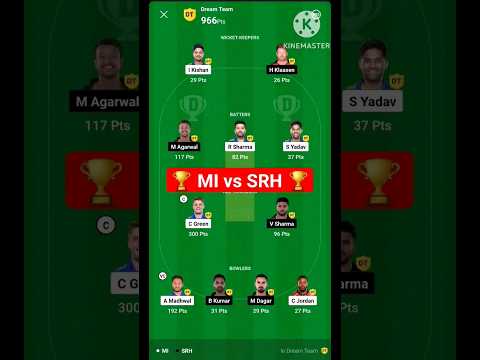 🏆 MI vs SRH 🏆 || mi vs srh winner dream 11 #dream11 #iplt20