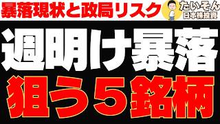 【下落株】週明け株価急落か⁉現状の相場認識と狙いたい銘柄まとめ