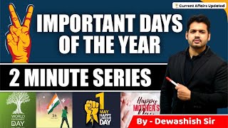 Important days of the Year -January to December | National/International Days| By Dewashish Sir