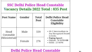 ssc head constable में vacancy/ #shortsvideo