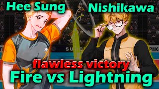 Hee Sung vs Nishikawa. Fire vs Lightning. Full gameplay. The Spike  Volleyball 3x3