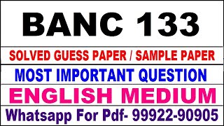 banc 133 important questions | banc 133 previous year question paper | banc 133 study material
