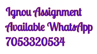 Ignou Solved Assignment BEVAE 181