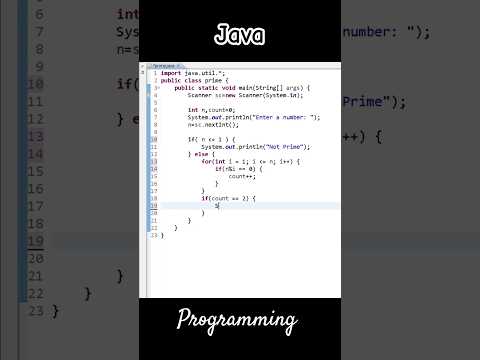 Java || Prime number || checking prime or not || #ytshorts #youtubeshorts #shorts #trending