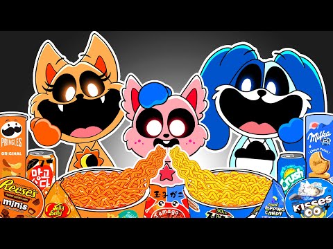 CATFEINE FAMILY ASMR Mukbang - 24H Convenience Store Eating Challange | Tasty Toon