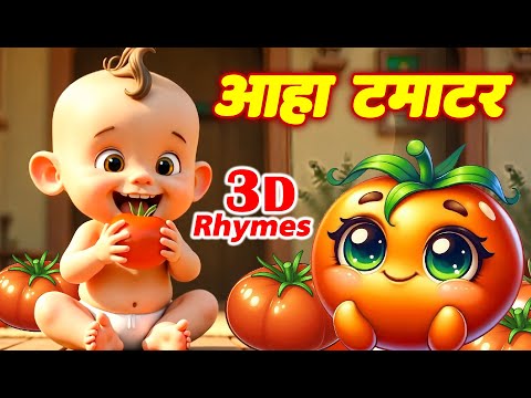 आहा टमाटर | Aaha Tamatar Bade Majedar | 3D Animation Rhymes | Hindi Rhymes For Kids | Rhyme Roon