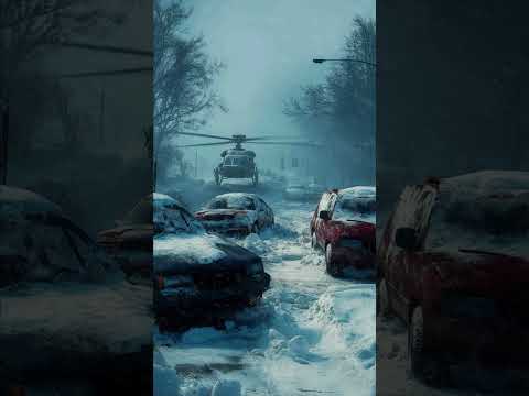 Post-Apocalyptic City in Ruin | Blizzard Freezes Everything | Blizzard Sounds