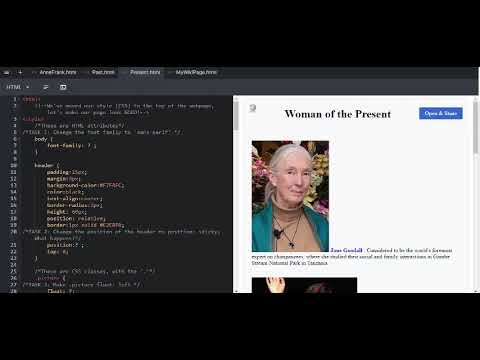 Code4Kids - Building Websites (HTML 2) - Lesson 1 - Famous Women of the Past and Present