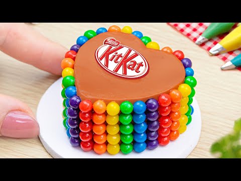 Amazing Mini Rainbow KitKat Cake Recipe🍫 Mini Rainbow HEART Cake Recipe With Chocolate