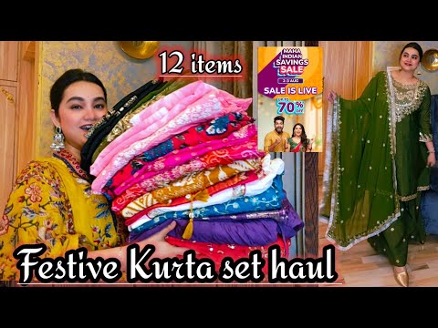 Meesho maha indian saving sale upto 70% off Festive wear Affordable kurta set haul @poojachoyal7135 
