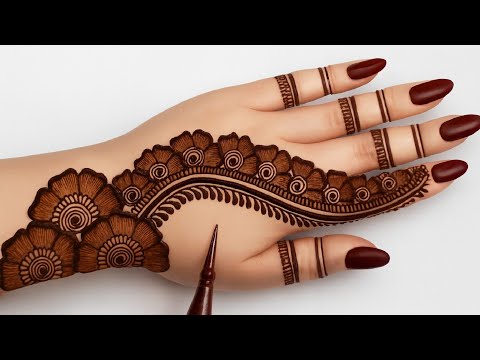 Very simple unique style mehndi design for back hand|new easy mehndi design 2025 | mehandi designs|