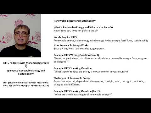 IELTS Podcast: Episode 2: Renewable Energy and Sustainability.