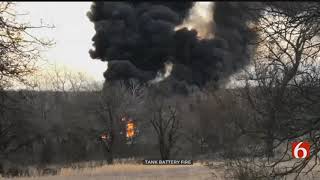 Firefighters Say Tank Battery Fire Under Control In Creek County