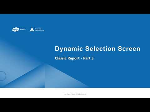 ABAP Course 08 - Classic Report Part 3: Dynamic Selection Screen