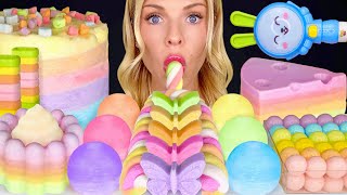 ASMR MUKBANG, Pastel Desserts, Marshmallow Rope, Pez Sour Candy, Milk Jelly, Cotton Candy Cake 먹방