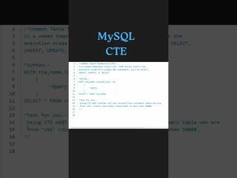 MySQL Common Table Expression(CTE) | Advanced SQL | #sql