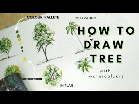 How to Draw trees? 🌴|Water colour tutorial ! Architectural trees