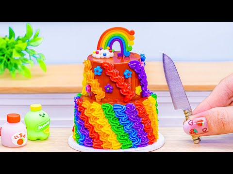 Rainbow Cake Recipes🌈How To Make Miniature Rainbow Buttercream Cake Decorating Ideas By Mini Cake
