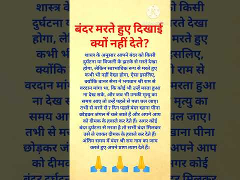 बंदर मरते हुए दिखाई क्यों नहीं देते #shorts #sanatan #religion #sanatandharma #viral