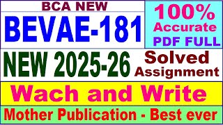 BEVAE 181 solved assignment 2025-26 in English || bevae 181 solved assignment 2026 || bca bevae181