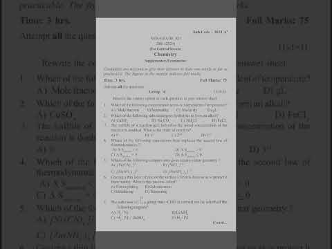NEB Class 12 Chemistry 2081 set "A" #Chemistry