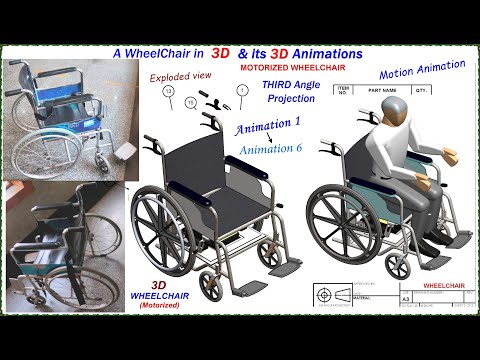 Demonstrating a Wheelchair in 3D & some Animations of it,#3ddrawing, #3danimation,#SolidWorks
