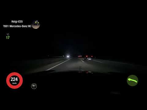 Mercedes W210 E 55 AMG Topspeed 290 km/h GPS - POV driving German Autobahn