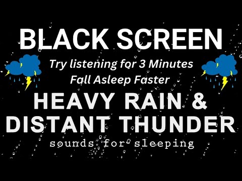 Heavy Rain & Distant Thunder Sounds for Sleeping// No ads // Black Screen // 1 hour// Cure Insomnia