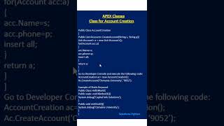 APEX Classes  Class for Account Creation #salesforcedeveloper #salesforceinterview #crm #salesforce