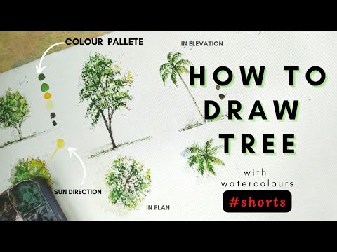 Drawing Trees using Water colors#shorts#trees #watercolour