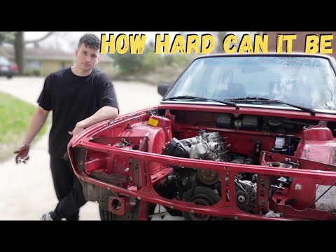 big turbo E28 Engine removal / shaved bay