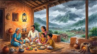 Heavy Monsoon Rain ASMR in a Cozy Indian Village 🌧️ 90s Retro Animation for Deep Sleep (13 Mins)