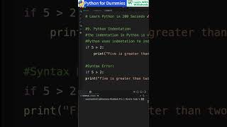 Python for Dummies: 9- Python Indentation #python #pythontutorial #pythonprogramming