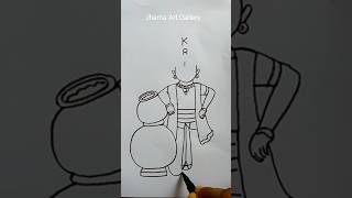 Little krishna Drawing From word KRISHNA | How To Draw Krishna Easy | Janmastami drawing