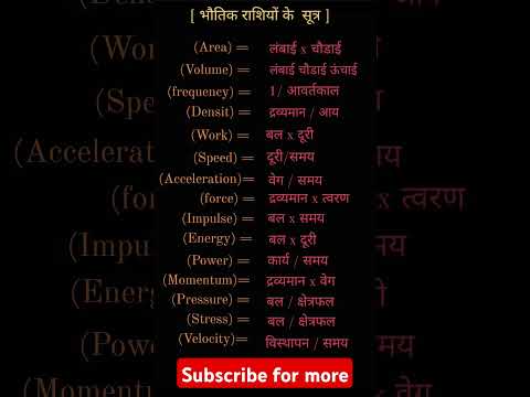 भौतिक विज्ञान राशि और उनके मात्रक।।